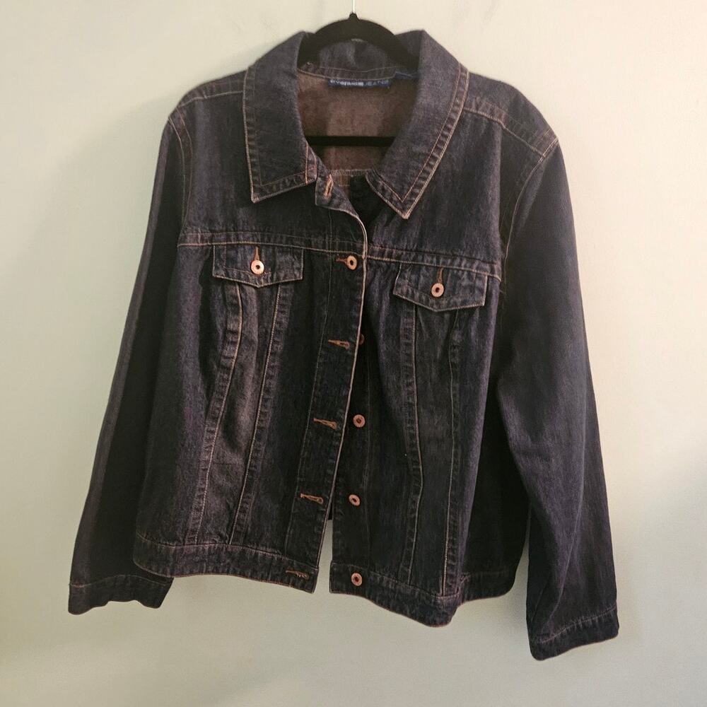 Classic Dark Wash Blue Denim Jean Jacket by Avenue Jeans – Plus Size 26/28